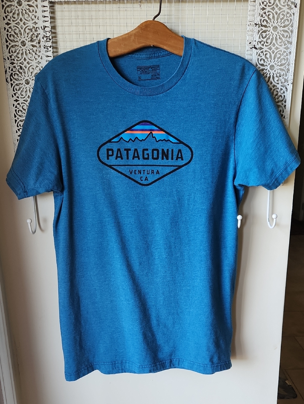 Patagonia Small Tee Shirt Teal Ventura CA Slim Mens M Womens‎ L